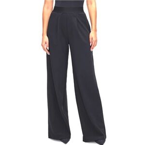 Good American Black Bonded Wide Leg Pull-On Draped Trousers Pants Size 2XL NWT